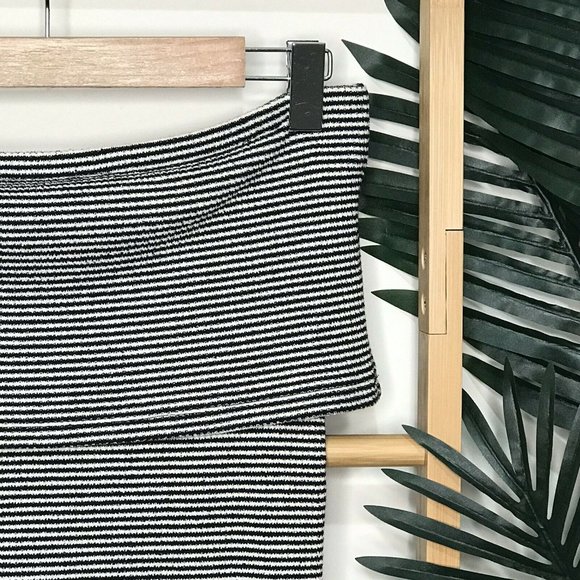 Witchery Black Striped Off Shoulder Knit Top S - Picture 4 of 13